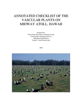 Annotated Checklist of the Vascular Plants on Midway Atoll, Hawaii