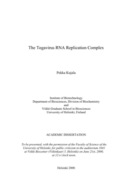 The Togavirus RNA Replication Complex