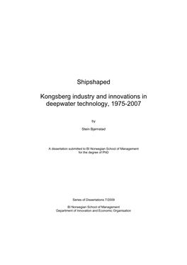 Shipshaped Kongsberg Industry and Innovations in Deepwater