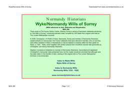 Wyke/Normandy Wills of Surrey Downloaded From
