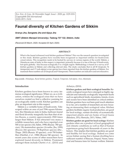 Faunal Diversity of Kitchen Gardens of Sikkim