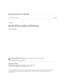 Juridical Personality and Intimacy Michael Mcauley