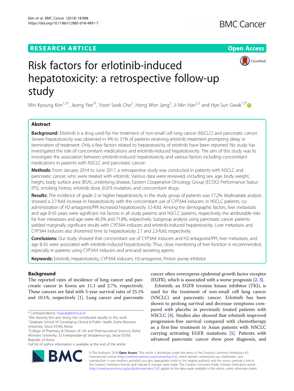 Risk Factors for Erlotinib-Induced Hepatotoxicity