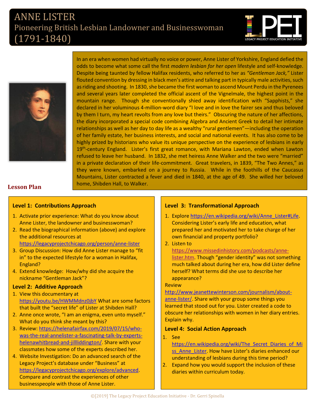 Anne Lister Lesson Plan