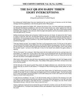 The Day Qb Jim Hardy Threw Eight Interceptions