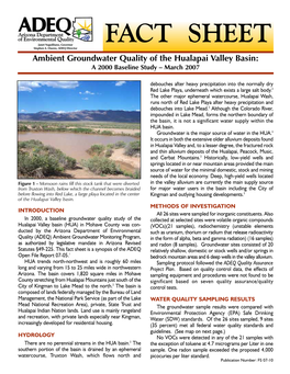 Hualapai Valley Basin Groundwater Quality Study