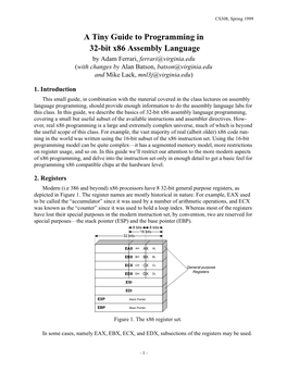 A Tiny Guide to Programming in 32-Bit X86 Assembly Language