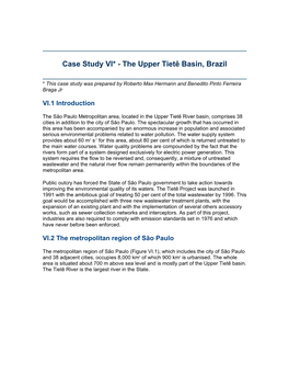 Case Study VI* - the Upper Tietê Basin, Brazil