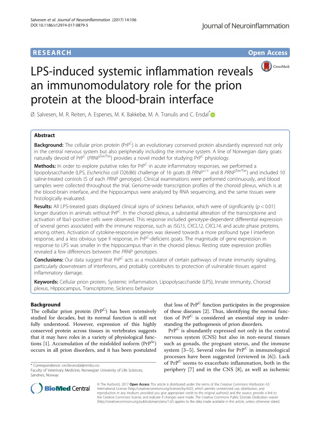 LPS-Induced Systemic Inflammation Reveals an Immunomodulatory Role for ...