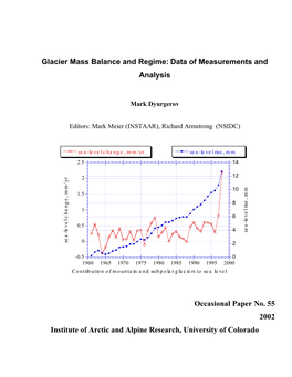 Glacier Mass Balance and Regime: Data of Measurements and Analysis