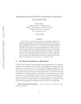 Indistinguishable Particles in Quantum Mechanics: an Introduction