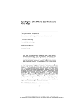 Signaling in a Global Game: Coordination and Policy Traps