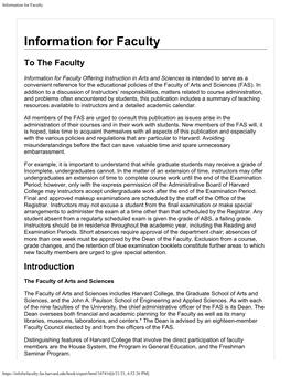 FAS Information for Faculty Handbook 2020-21