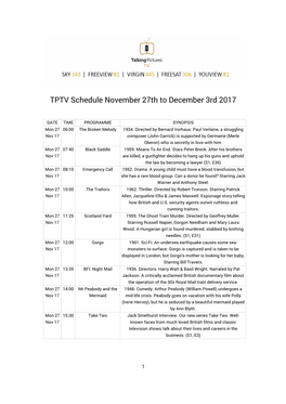 TPTV Schedule Nov 27Th to Dec 3