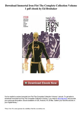 Immortal Iron Fist the Complete Collection Volume 1 Pdf Ebook by Ed Brubaker