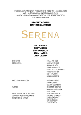 Serena Prod Notes