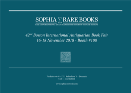 42Nd Boston International Antiquarian Book Fair 16-18 November 2018 - Booth #108