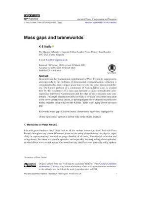 Mass Gaps and Braneworlds∗
