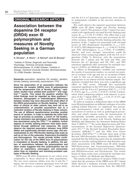 Association Between the Dopamine D4 Receptor (DRD4)