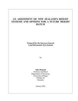 An Assessment of New Zealand's Height Systems and Options for A