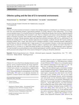 Chlorine Cycling and the Fate of Cl in Terrestrial Environments