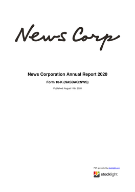 News Corporation Annual Report 2020