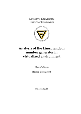 Analysis of the Linux Random Number Generator in Virtualized Environment