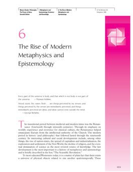 The Rise of Modern Metaphysics and Epistemology