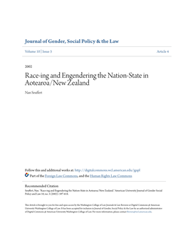 Race-Ing and Engendering the Nation-State in Aotearoa/New Zealand Nan Seuffert