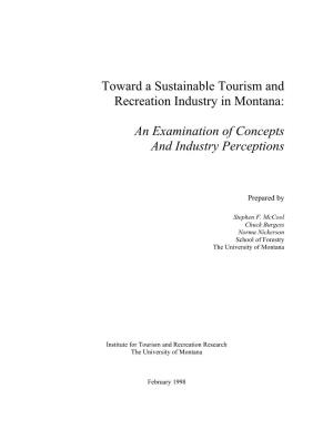 Toward a Sustainable Tourism and Recreation Industry in Montana: An
