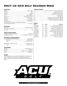 2017-18 ACU Golf Records Book
