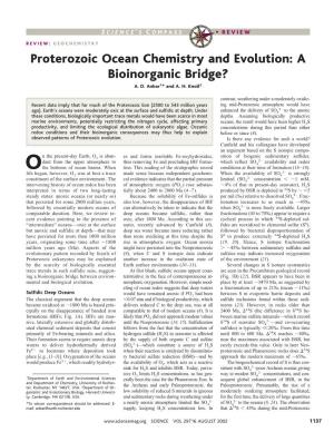 Proterozoic Ocean Chemistry and Evolution: a Bioinorganic Bridge? A