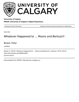 Whatever Happened to ... Moore and Bertuzzi?