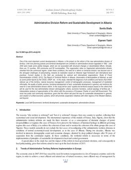 Administrative Division Reform and Sustainable Development in Albania