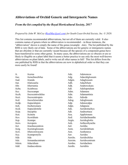 Intergeneric Abbreviations