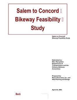 Salem to Concord Bikeway Feasibility Study