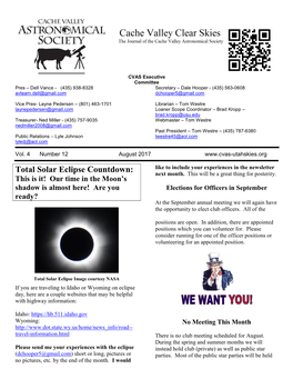 Total Solar Eclipse Countdown: Like to Include Your Experiences in the Newsletter Next Month