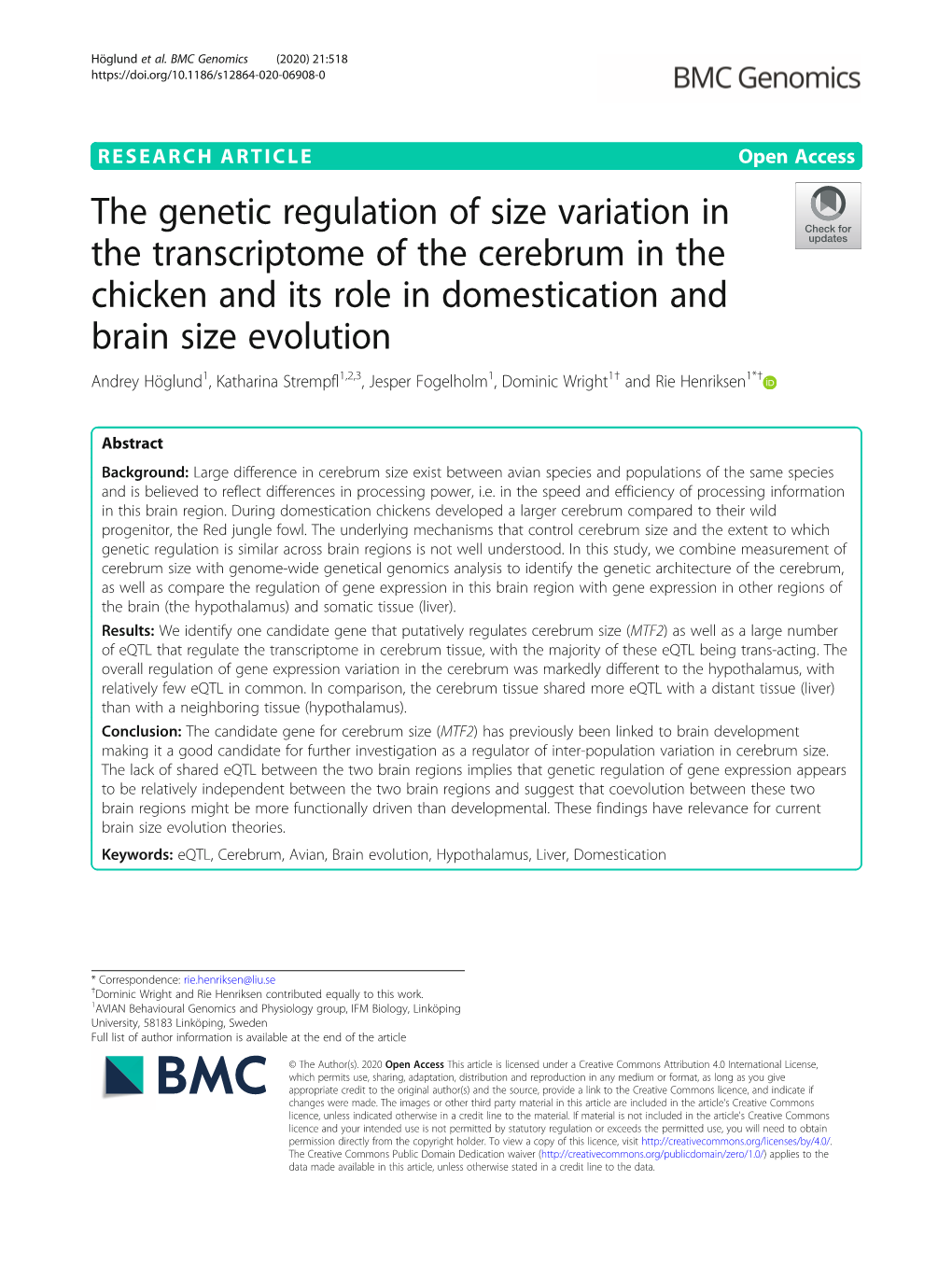 The Genetic Regulation of Size Variation in the Transcriptome of The