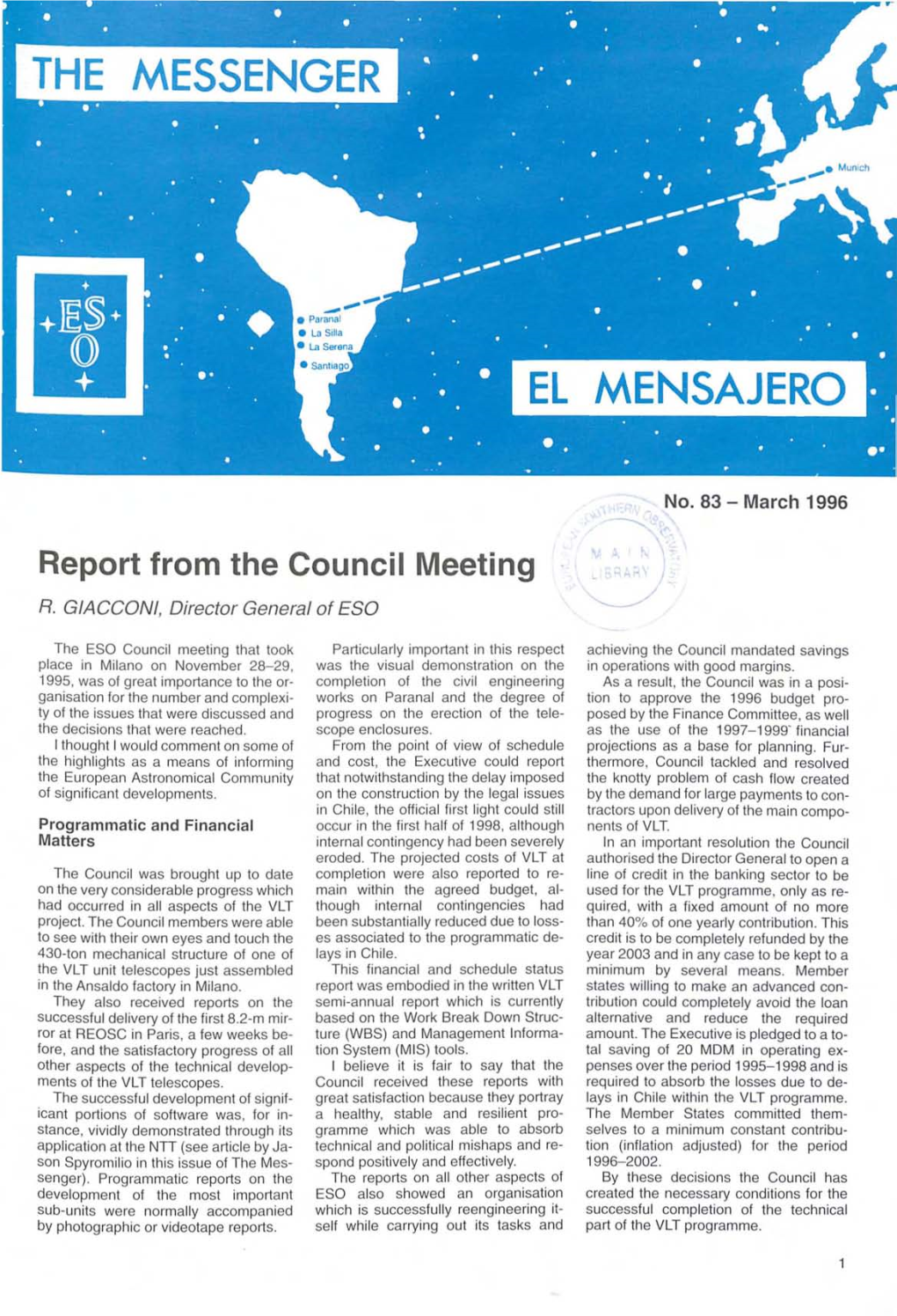 Report from the Council Meeting R