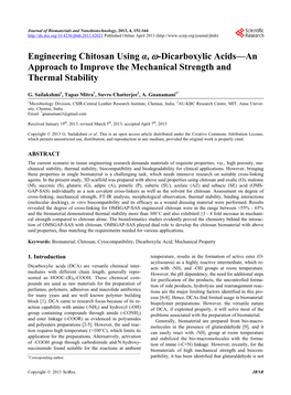 Engineering Chitosan Using Α, Ω-Dicarboxylic Acids—An