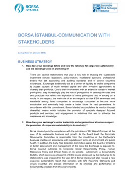 Borsa Istanbul-Communication with Stakeholders