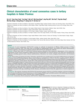 Clinical Characteristics of Novel Coronavirus Cases in Tertiary