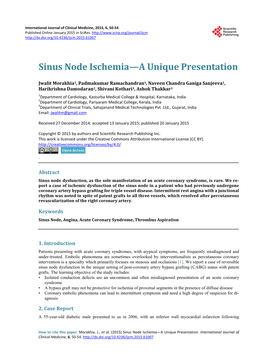 Sinus Node Ischemia—A Unique Presentation