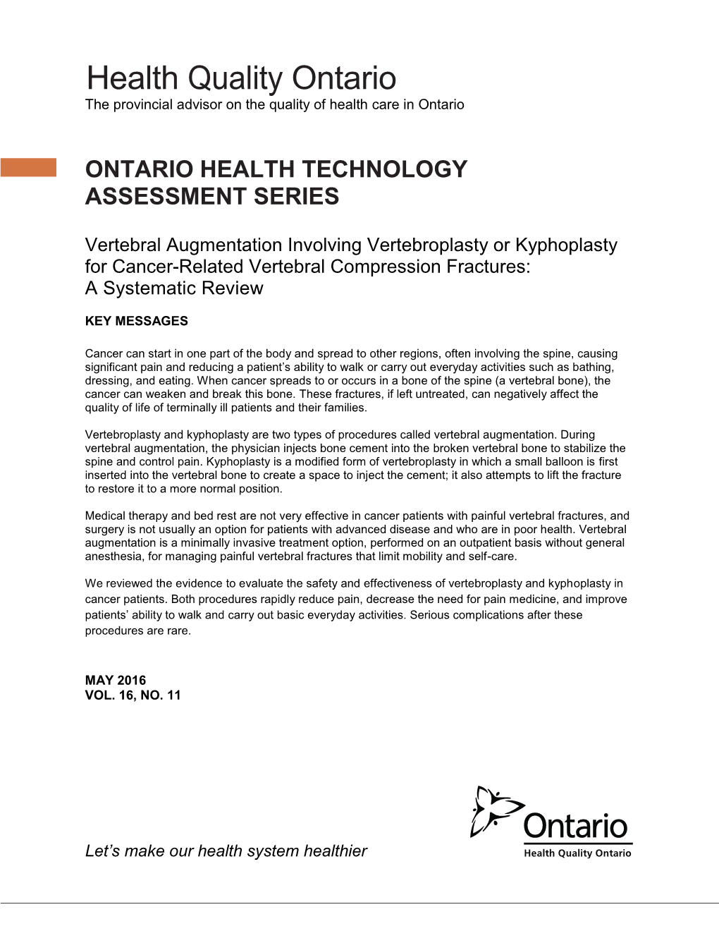 Vertebral Augmentation Involving Vertebroplasty Or Kyphoplasty for Cancer-Related Vertebral Compression Fractures: a Systematic Review