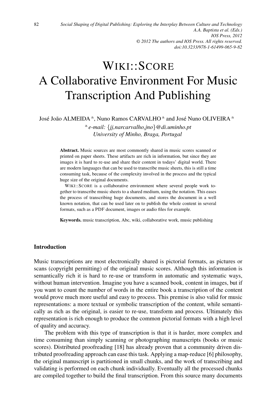 A Collaborative Environment for Music Transcription and Publishing