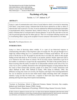 Psychology of Lying Farisha