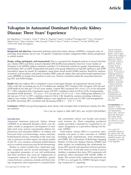Tolvaptan in Autosomal Dominant Polycystic Kidney Disease: Three Years’ Experience