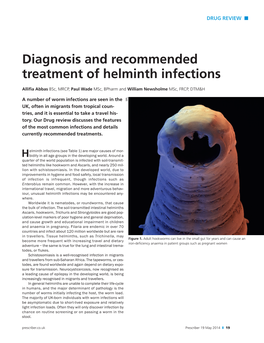 Diagnosis and Recommended Treatment of Helminth Infections