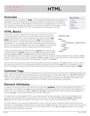Overview Common Tags HTML Basics Element Attributes