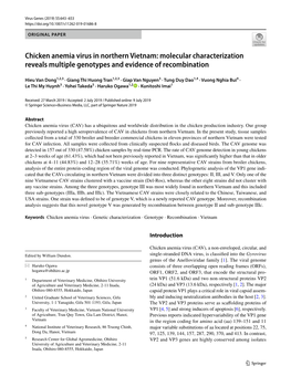 Chicken Anemia Virus in Northern Vietnam: Molecular Characterization Reveals Multiple Genotypes and Evidence of Recombination